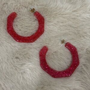 Nordstrom Pink Glitter Hoop Earrings